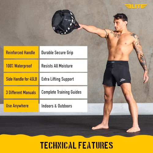 Elite Kettlebell Sandbag - Heavy Duty Sand Weights Bag for Cross Training, Strength Training, Workout, Functional Fitness, Adjustable Weight, Durable Training Equipment for Home & Gym (UN-FILLED) - size: 10-20 lbs