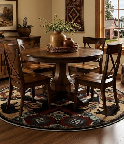 YIHOUSE Washable Western Cabin Round Rug, 4ft - color: Bear, size: 4' (Round)
