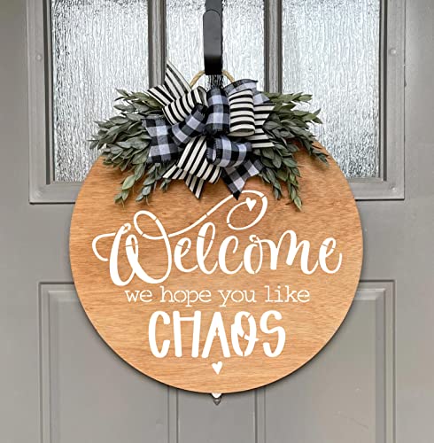 Welcome Stencils for Painting on Wood Funny Sarcastic Stencil 12" | Large Gather Stay Awhile Templates for Door Hanger,Doormat, Porch Sign, Wreath - style: Funny