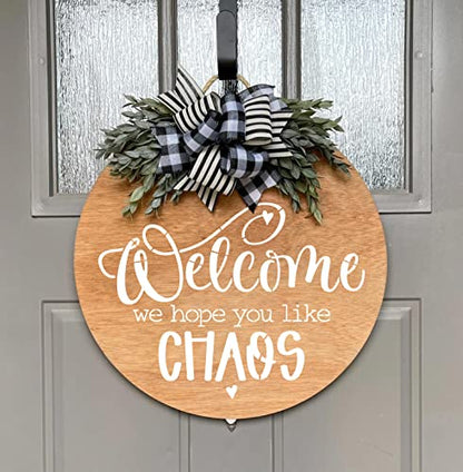 Welcome Stencils for Painting on Wood Funny Sarcastic Stencil 12" | Large Gather Stay Awhile Templates for Door Hanger,Doormat, Porch Sign, Wreath - style: Funny