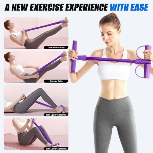 Pedal Resistance Bands with Handles, 6/8/10 Tube Exercise Band | Fitness Shaping Yoga Exercise Equipment, Natural Rubber Tension Rope,for Abdominal,Leg,Arm,Back Slimming Training