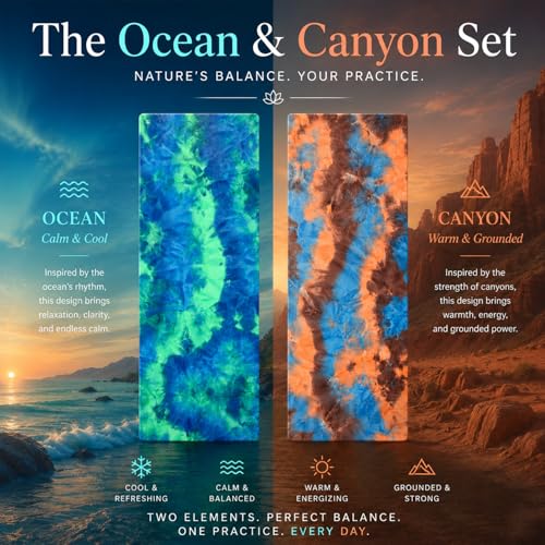 Eunzel Non Slip Hot Yoga Mat Towel with Grip Dots, 72" x 24" - color: Z-ocean & Canyon, size: 72" x 24"