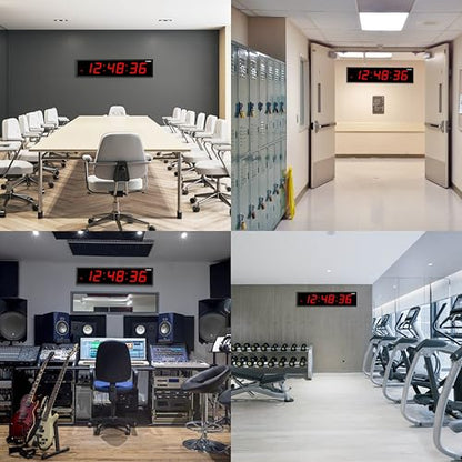 Ivation Oversized Digital Wall Clock with Large LED Display & Timer, 24" | Multi-function with Timer, Stopwatch, Alarms, Temp & Date, Aluminum frame, 6 Brightness levels, Time memory, Remote | Red - color: Red, size: 24" Inch