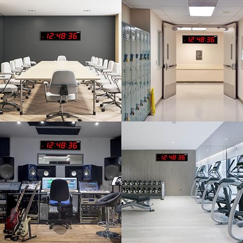 Ivation Oversized Digital Wall Clock with Large LED Display & Timer, 48" | Multi-function with Timer, Stopwatch, Alarms, Temp & Date, Aluminum frame, 6 Brightness levels, Time memory, Remote | Red - color: Red, size: 48" Inch