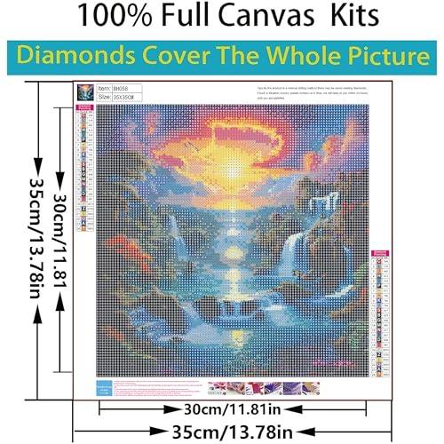DFPSCLLA 5D Diamond Painting Kits for Adults, Landscape Scenery Diamond Art Kit, Waterfall DIY Full Round Drill Diamond Dot Gem Art Kits for Beginners, Home Wall Decor 13.7x13.7 Inch - color: Waterfall