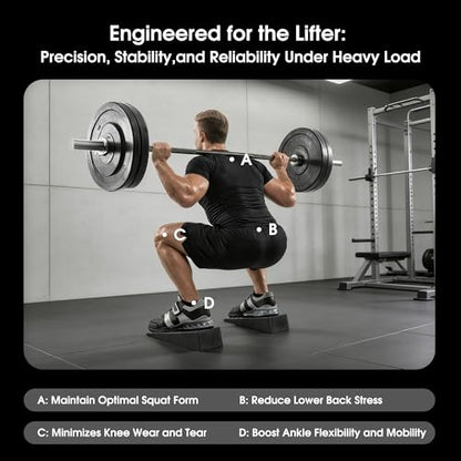 Folaps Squat Wedge Block with Guide for Heel Elevated Squat Weightlifting Slant Board for Squats with Carry Bag to Improve Mobility Balance and Strength Performance - color: Dark