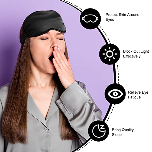 20 Pieces Silk Sleep Mask Eye Mask with Adjustable Strap Sleeping Cover Eye Cover Blindfold for Women Men Sleeping Travel(Black) - color: Black