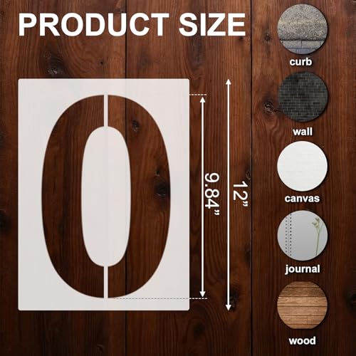 Number Stencils for Painting, 10 Pcs 12 Inch for Wall Decor Wood Signs | Reusable & Easy to Clean, Address Numbers & Dates, Cake Decorating, Classroom Projects, Painted Boards, Beginner Friendly - color: Number 12"