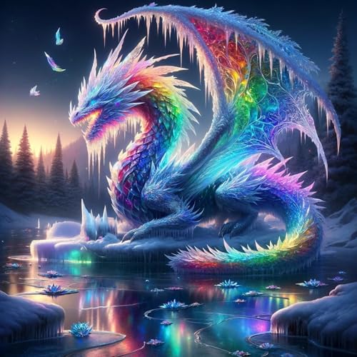 mrpwnle Diamond Art Kits for Adults Dragon Diamond Painting Kits 14X14 Inch | Aurora Dragon Diamond Art Painting Kits for Beginners, 5D Full Round Drill Gem Art, Diamond Dots Crafts Kit Home Decor Gifts - color: Dragon, size: 11.8x15.7in(30x40cm)