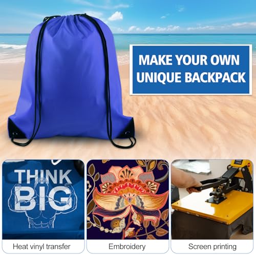 KUUQA 12 Pcs Drawstring Backpack Bags, Blue - color: Blue