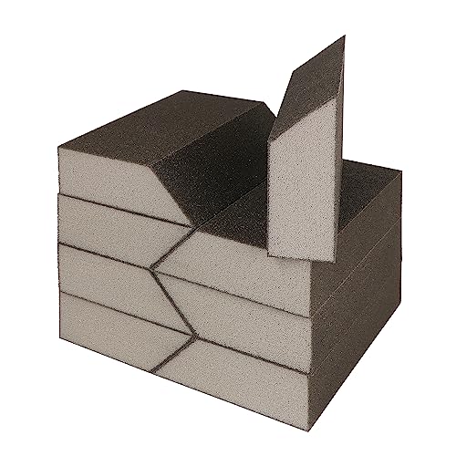 180 Grit Angled Sanding Blocks, Jamiikury Fine Sponge Sand Block Washable and Reusable, Wet & Dry Sandpaper Block for Wood Metal Drywall and Furniture Paint - Pack of 8 - size: 180 Grits