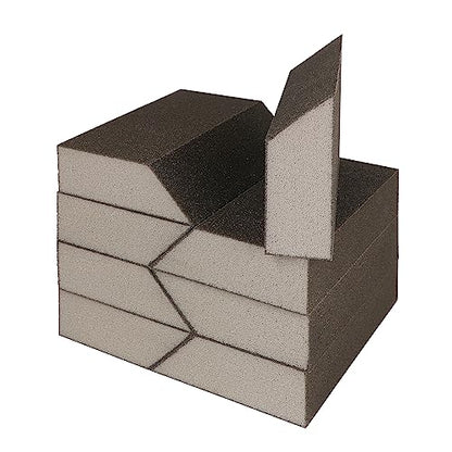 180 Grit Angled Sanding Blocks, Jamiikury Fine Sponge Sand Block Washable and Reusable, Wet & Dry Sandpaper Block for Wood Metal Drywall and Furniture Paint - Pack of 8 - size: 180 Grits