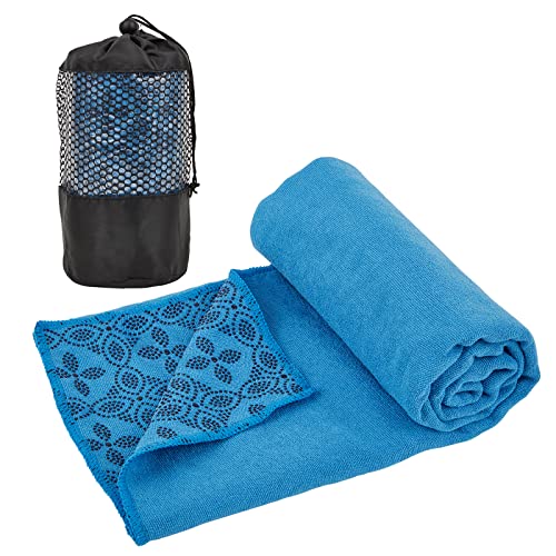 Yoga Towels, Non Slip Hot Yoga Mat Towel with Grip Dots,Super-Absorbent Soft Microfiber Yoga Blanket for Pilates, Fitness and Workout 72inch x 24inch - color: Blue