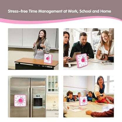 TWENTY5 SEVEN Countdown Timer 7.5 inch, 60 Minute 1 Hour Visual Timer for Classroom Teaching Tool Office Meeting, Mechanical Countdown Clock for Kids Exam Time Management Magnetic, Pink Donut - color: Pink Donut