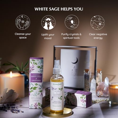 White Sage and Lavender Smudge Spray for Spiritual Cleansing, Aromafume - color: White Sage & Lavender