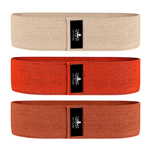 Hatha Yoga Large Resistance Band,14.5" x3.15",Fabric Exercise Loop Bands with Instruction Guide and Carry Bag, Set of 3. - color: Orange