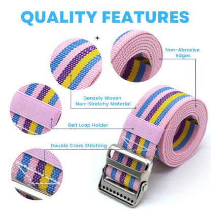 LiftAid Transfer and Gait Belt 60 Inch with Metal Buckle and Loop - Walking, Standing and Transfer Assist Aid for Seniors, Elderly Patients, Caregiver, Nurse, Therapist (Rainbow) - color: Rainbow