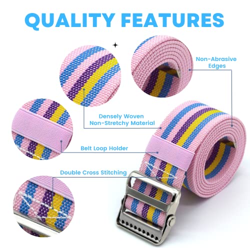 LiftAid Transfer and Gait Belt 60 Inch with Metal Buckle and Loop - Walking, Standing and Transfer Assist Aid for Seniors, Elderly Patients, Caregiver, Nurse, Therapist (Rainbow) - color: Rainbow