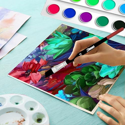 Sdanart Angular Paint Brushes,15 PCS Angled Paint Brush Angled Paintbrush | Highly Absorbent Nylon Hair Professional Angular Paint Brush for Acrylic Watercolor Gouache Oil Painting Artists Beginners