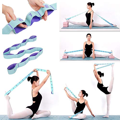 Stretching Straps Hamstring Stretcher Device Elastic Exercise Band Yoga mat Carrying Straps Leg Exercise Equipment Stretching Strap with Loops for Flexibility Stretch Strap 11 Loops