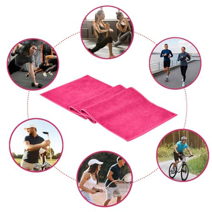 NUKURA 12” x 40” Gym Sweat Towel, 450 GSM, 100% Cotton, High Absorbency, Extra Soft & Quick Dry Workout, Yoga, Pickleball, Padel, Fitness Towel – Pink - color: Pink
