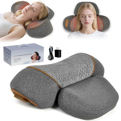 3-in-1 Neck Massage Pillow with Heat - Pillow Massage Neck Hump for Shoulder Pain, with Vibrating Heating and Traction Function Gifts for Family