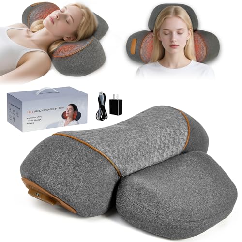 3-in-1 Neck Massage Pillow with Heat - Pillow Massage Neck Hump for Shoulder Pain, with Vibrating Heating and Traction Function Gifts for Family