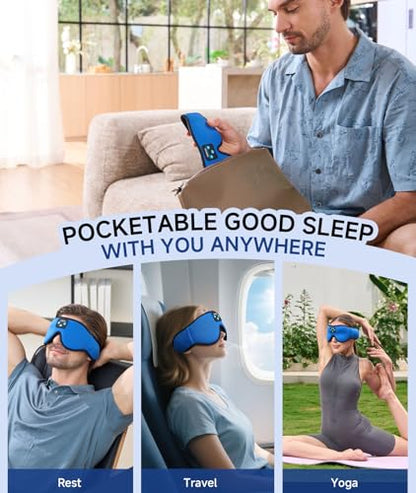 Voerou Sleep Mask Bluetooth 5.4 Headphones, Eye Masks for Sleeping with Ultra-Thin Stereo Speakers, Sleeping Mask Wireless Earbuds for Men Women Sleep, Cool Tech Gadgets for Teen Boys - color: Dark Blue