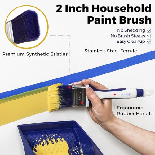 15pcs Paint Roller Kit - 12" Ladder Paint Tray, 9" Extendable Paint Roller (18-36 Inch), 4" 2" Mini Roller Frame with Microfiber Covers, Large Paint Kit for Painting Walls, Ceilings, Floors
