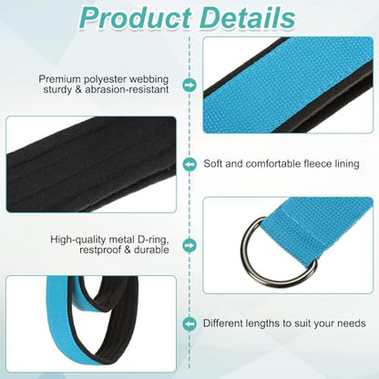 Pilates Double Loop Strap, D-Ring Padded Fitness Strap Pilates Handle Exercise - color: Blue