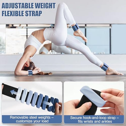 Ankle Wrist Weights for Women 2lbs/4lbs Pairs Adjustable Silicone Weights - color: Gradient Blue, size: 2 lbs Pair (1 lb Each)