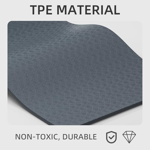 TPE Yoga Mat 72"x26"x0.4" Thick Non Slip Exercise Fitness Mat - color: Blue