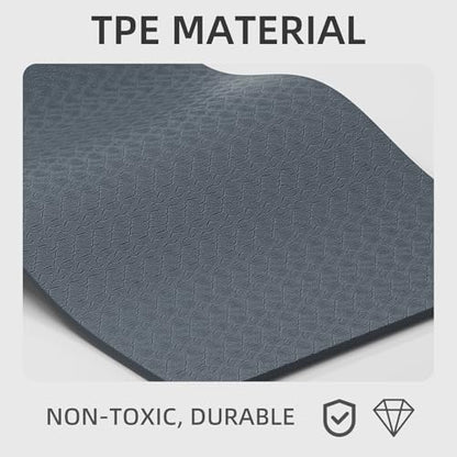 TPE Yoga Mat 72"x26"x0.4" Thick Non Slip Exercise Fitness Mat - color: Blue