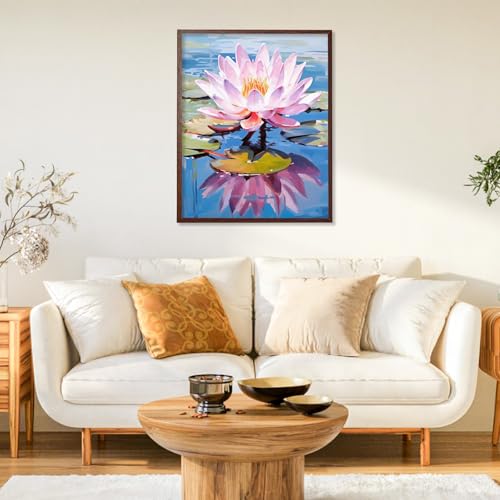 Paint by Numbers Kit for Adults, Lotus DIY Acrylic Painting Kit, 16x20 Inch | Water Lily Paint by Numbers for Adults Beginners, Without Frame, Relaxing Hobby, Floral Wall Art, Home Decor, Creative Gift - color: CYOP1P08