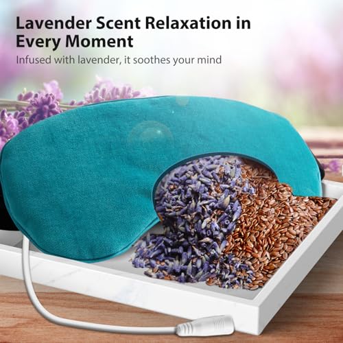 Ezona Heated Eye Mask, Warm Eye Compress Mask for Dry Eyes, Blue | USB Electric Eye Heating Pad, Temperature & Timer Control, Blepharitis, Sinus, Migraine, Stye, MGD Puffiness - color: Blue