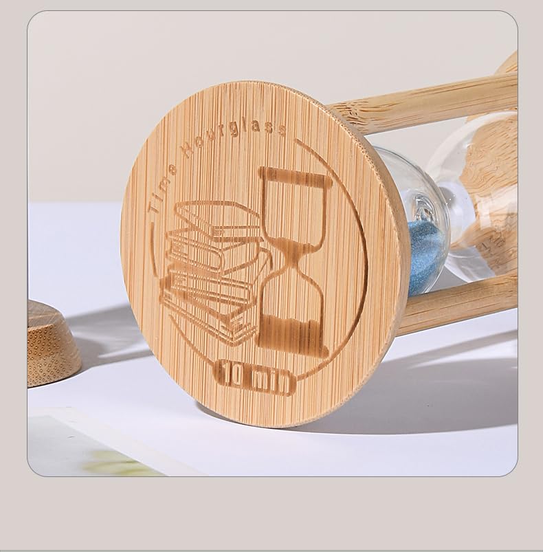100% Bamboo Sand Timers, Hourglass Sand Timers 10Min, Wooden Sandglass Timer for Toothbrush Timer Games Classroom Home Office Cooking（Blue+10Min） - color: Blue, size: 10Min