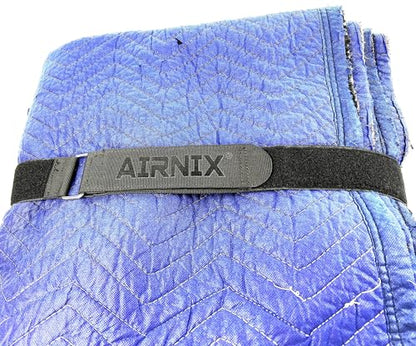 2pc 48" x 2" (42" useable) Nylon Webbing Hook and Loop Cinch Straps with Metal Buckle, Reusable Fastening, Securing, Cable Straps