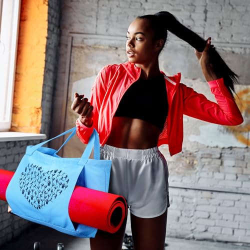 Saintrygo Yoga Bags for Women with Mat Carrier Canvas Pilates Tote Carryall Fits All Your Stuff for Travel Gym Workout - color: Light Blue