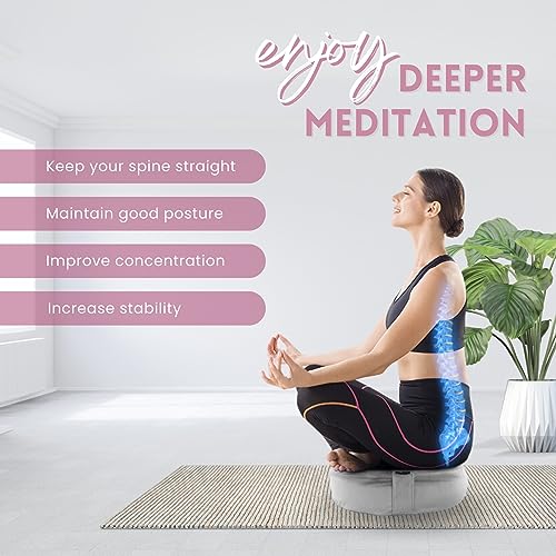 Yes4All Meditation Cushion, Floor Pillow Foam Zafu Buckwheat, Mandala Pattern Yoga Meditation Bolster Pillows, Floor Cushions - color: C. Ash Gray