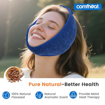 Lavender Weighted Eye Pillow for Yoga, Microwavable Moist Heat Eye Compress Mask Pillow with Washable Cover for Relaxation, Yoga, Migraine Relief, Comfheat Face Heating Pad for TMJ Pain Relie