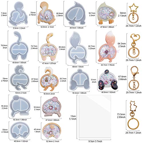FUNSHOWCASE Animal Butt Resin Shaker Molds Set Keychain Charms Pendant Jewelry Making Supplies 25-Count, Silicone Trays, Seal Films, Key Chains - color: Animal Butt Craft Pack of 25