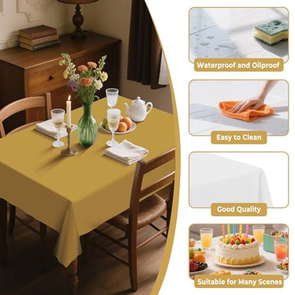 54IN X 160FT Plastic Table Cover Roll with Cutter Box, Cut to Size Plastic Table Cloths for Parties, Birthday, (Gold, 54"x1920") - color: Gold, size: 1920" x 54" (Rectangular)
