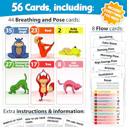 Extra Large Yoga Cards for Kids, Ages 5+, 44 Giant Animal Poses & Breathing