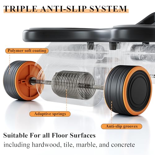 Ab Roller with Elbow Support,Exercise Roller Wheels with 4 Wheels | Abs Exercise Roller Abdominal Training with Knee Pad for Home Gym
