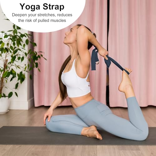 2 Yoga Block and 2 Yoga Strap Set,Non-slip EVA Foam Blocks, High Density Yoga Bricks with 6ft Strap, Supportive Latex-Free Yoga Block Accessories for Pilates - color: Gray