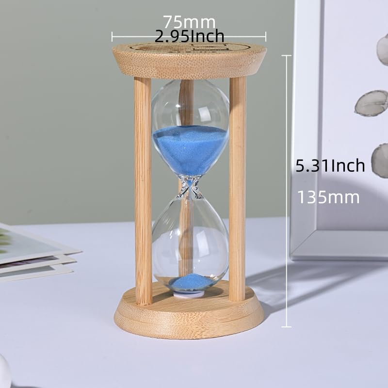 100% Bamboo Sand Timers, Hourglass Sand Timers 10Min, Wooden Sandglass Timer for Toothbrush Timer Games Classroom Home Office Cooking（Blue+10Min） - color: Blue, size: 10Min