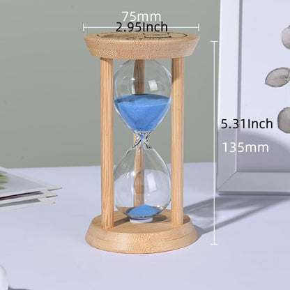100% Bamboo Sand Timers, Hourglass Sand Timers 10Min, Wooden Sandglass Timer for Toothbrush Timer Games Classroom Home Office Cooking（Blue+10Min） - color: Blue, size: 10Min
