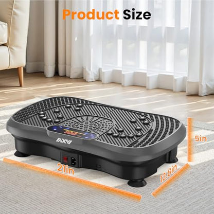 AXV Vibration Plate Fitness Platform Exercise Machine Body Vibrating Board | Curved Design Powerful 200W Bluetooth Oscillating Shake Plate for Lymphatic Drainage Recovery Whole Body Toning With Handles - color: SLIM.GRAY