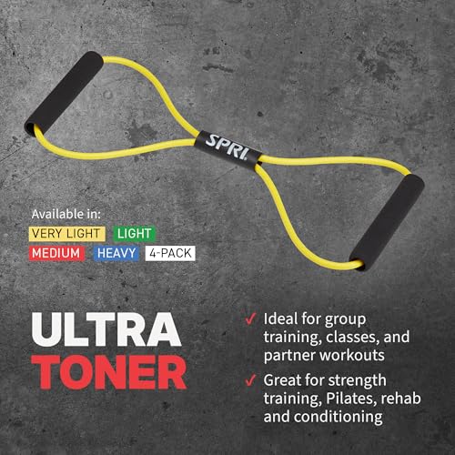 SPRI Ultra Toner Figure 8 Resistance Band with Padded Handles Great for Stretch, Exercise, Fitness Training, Yoga, Resistance Weights, Therapy, Gym or Home Workout Equipment. - size: Medium, style: Medium