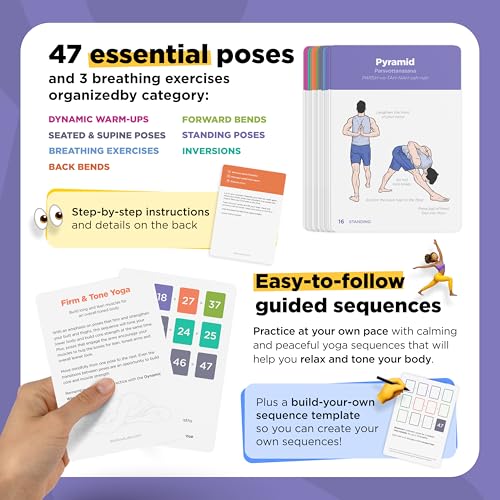 WorkoutLabs Yoga Cards – Beginner: Visual Study, Class Sequencing & Practice Guide with Essential Poses, Breathing Exercises & Meditation · Plastic Flash Cards Deck with Sanskrit